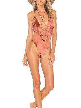 NWOT Blue Life XS Ruffle V-Neck One-Piece Swimsuit
